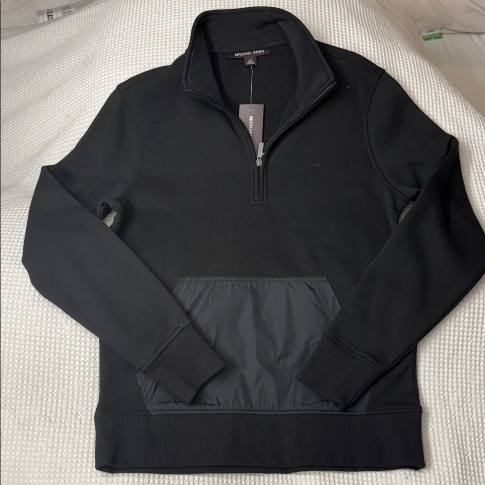 Michael Kors Men's Black Zip-Up Sweater - Small (NWT)